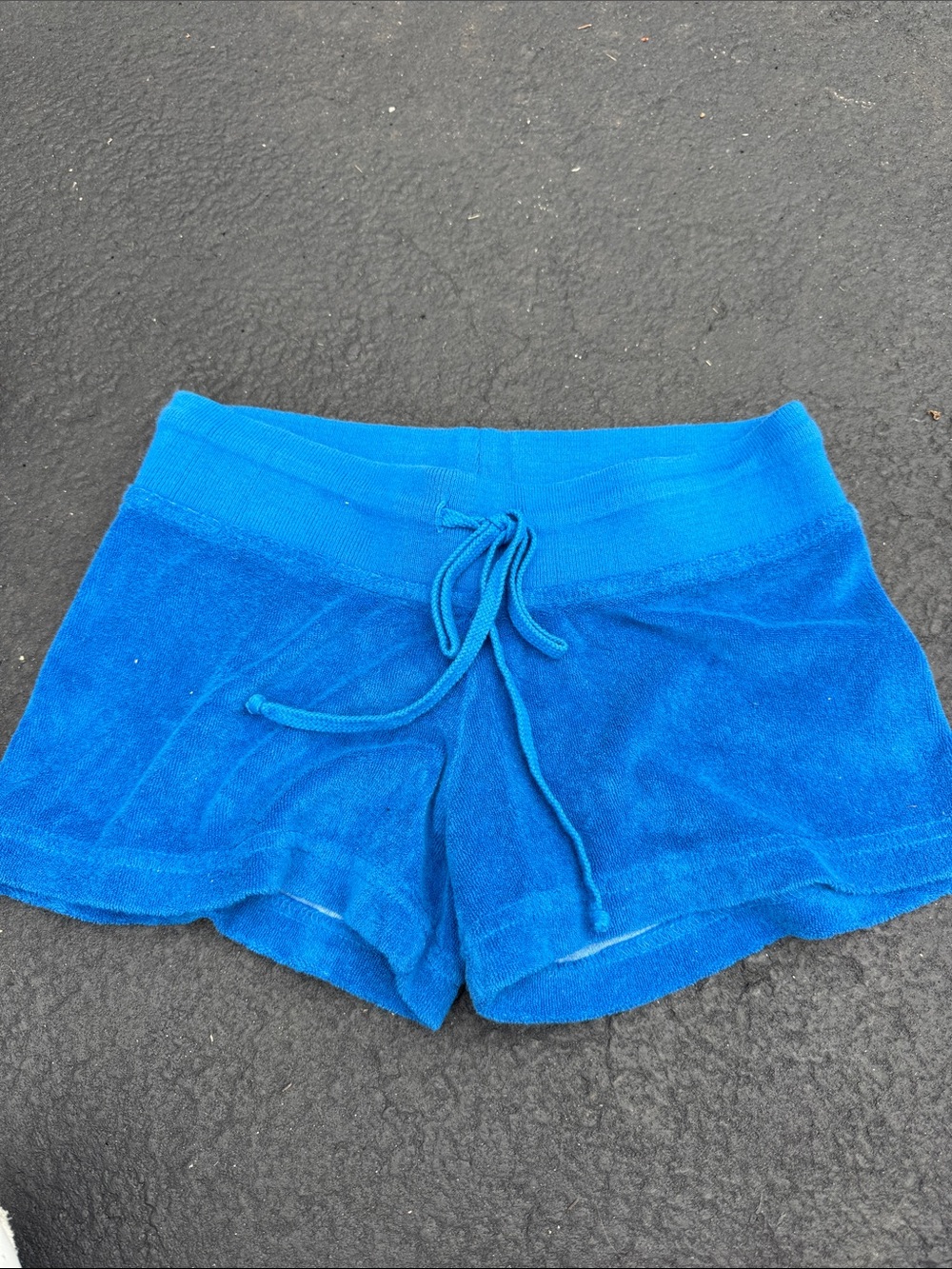 Hard tail Terry Cloth Drawstring Shorts - Blue